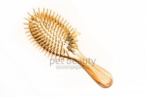Hundebürste | pet beauty deluxe Natur, 27mm Holzstifte | Olivenholz