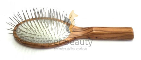 Olivenholz-Hundebürste | PET BEAUTY DELUXE | 27mm Metallstifte | exklusive Hundebürste